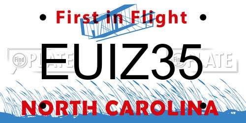 EUIZ35 North Carolina License Plate