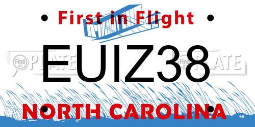 EUIZ38 North Carolina License Plate