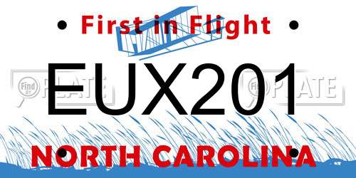 EUX201 North Carolina License Plate