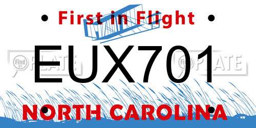 EUX701 North Carolina License Plate