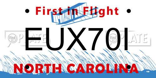 EUX70I North Carolina License Plate