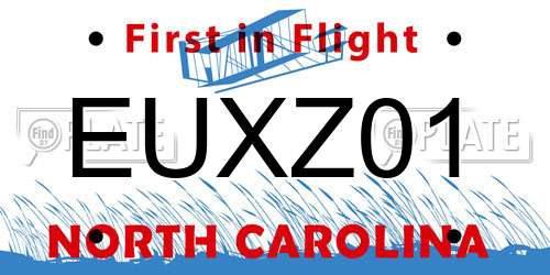 EUXZ01 North Carolina License Plate
