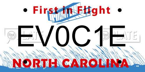 EV0C1E North Carolina License Plate