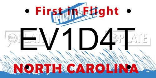 EV1D4T North Carolina License Plate
