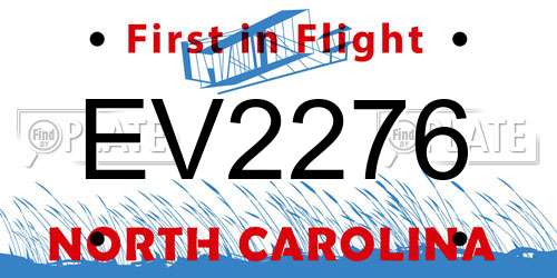 EV2276 North Carolina License Plate