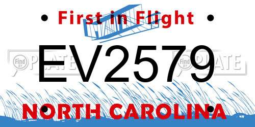 EV2579 North Carolina License Plate