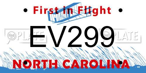 EV299 North Carolina License Plate