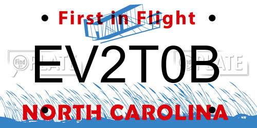 EV2T0B North Carolina License Plate