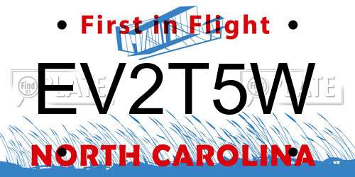 EV2T5W North Carolina License Plate