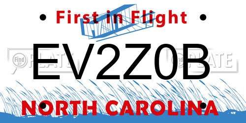 EV2Z0B North Carolina License Plate