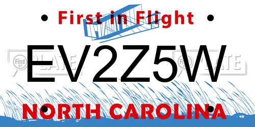 EV2Z5W North Carolina License Plate