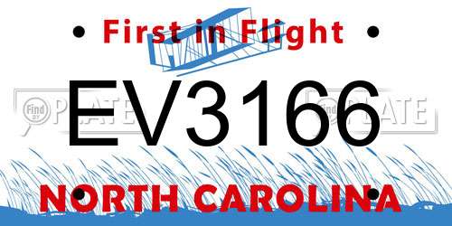 EV3166 North Carolina License Plate