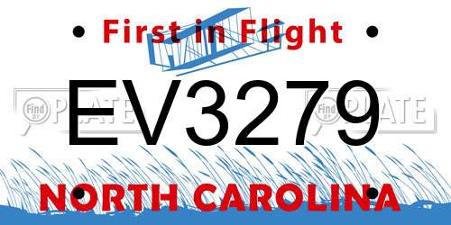 EV3279 North Carolina License Plate