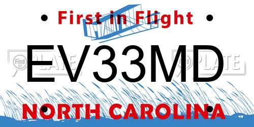 EV33MD North Carolina License Plate