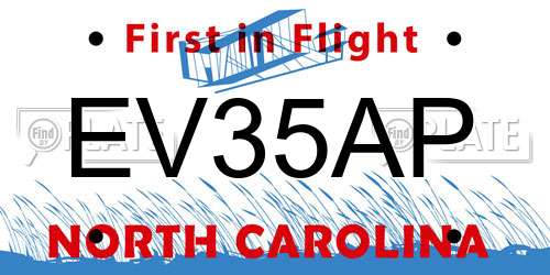 EV35AP North Carolina License Plate