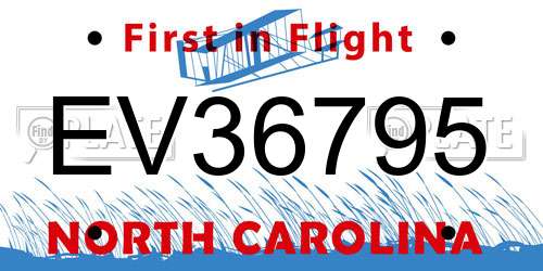 EV36795 North Carolina License Plate