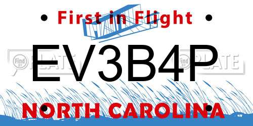 EV3B4P North Carolina License Plate