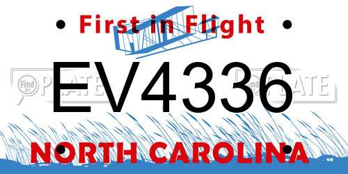 EV4336 North Carolina License Plate