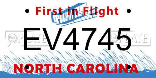 EV4745 North Carolina License Plate