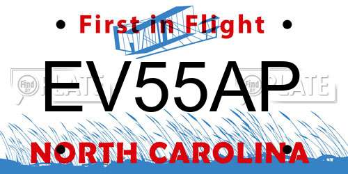 EV55AP North Carolina License Plate