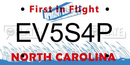 EV5S4P North Carolina License Plate