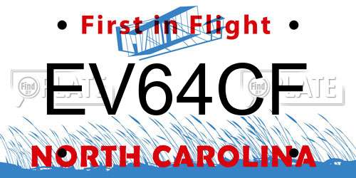 EV64CF North Carolina License Plate