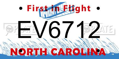 EV6712 North Carolina License Plate