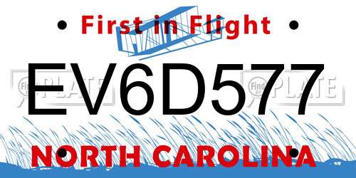 EV6D577 North Carolina License Plate