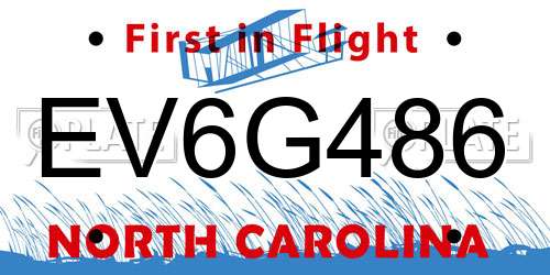 EV6G486 North Carolina License Plate