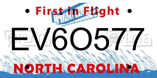 EV6O577 North Carolina License Plate