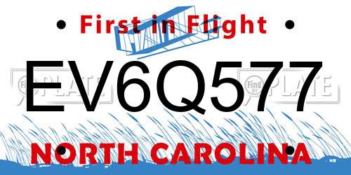EV6Q577 North Carolina License Plate
