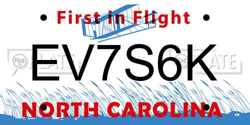 EV7S6K North Carolina License Plate