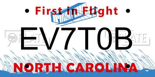 EV7T0B North Carolina License Plate