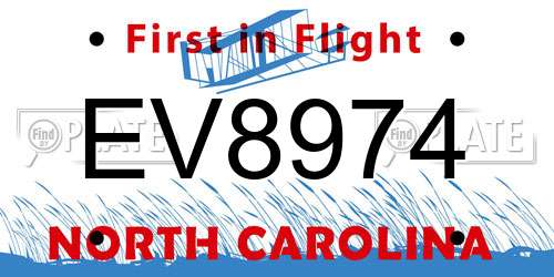 EV8974 North Carolina License Plate