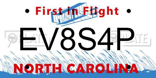 EV8S4P North Carolina License Plate