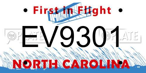 EV9301 North Carolina License Plate
