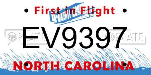 EV9397 North Carolina License Plate