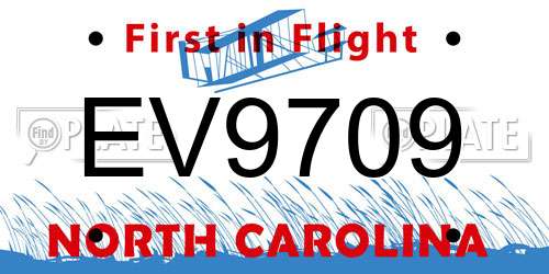 EV9709 North Carolina License Plate