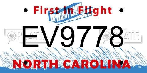 EV9778 North Carolina License Plate