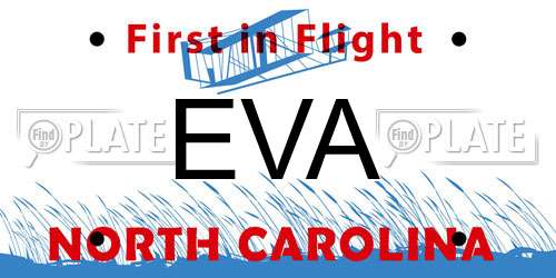 EVA North Carolina License Plate