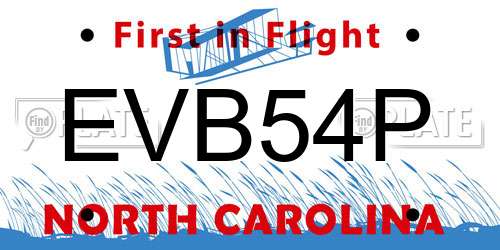EVB54P North Carolina License Plate