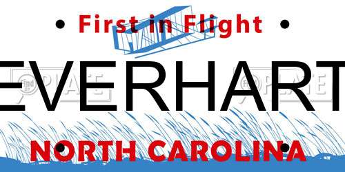 EVERHART North Carolina License Plate