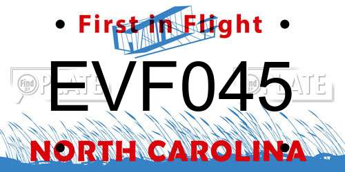 EVF045 North Carolina License Plate