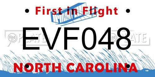 EVF048 North Carolina License Plate