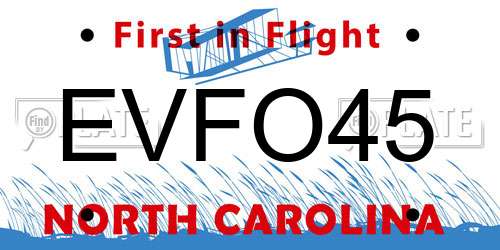 EVFO45 North Carolina License Plate