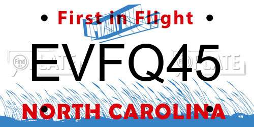 EVFQ45 North Carolina License Plate