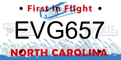 EVG657 North Carolina License Plate