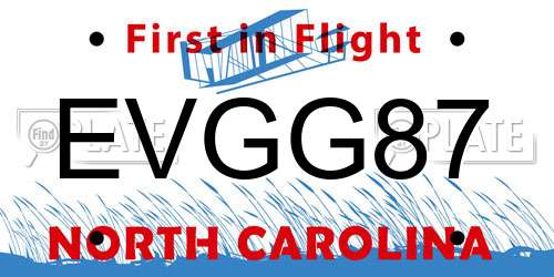 EVGG87 North Carolina License Plate
