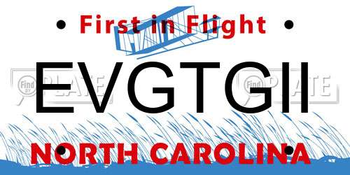 EVGTGII North Carolina License Plate