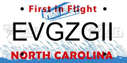 EVGZGII North Carolina License Plate